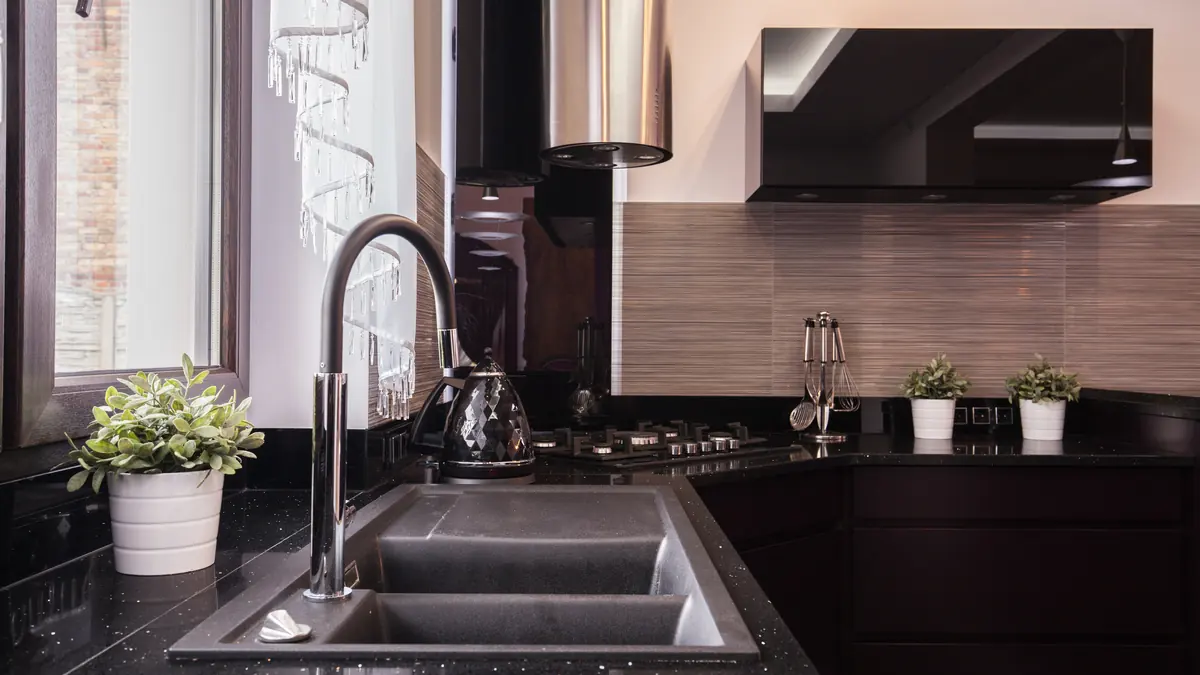 Stone countertop slabs displayed in a fabricator's showroom